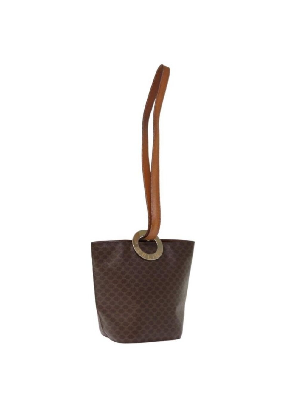 Authentic CELINE Macadam Canvas Shoulder Bag PVC Brown